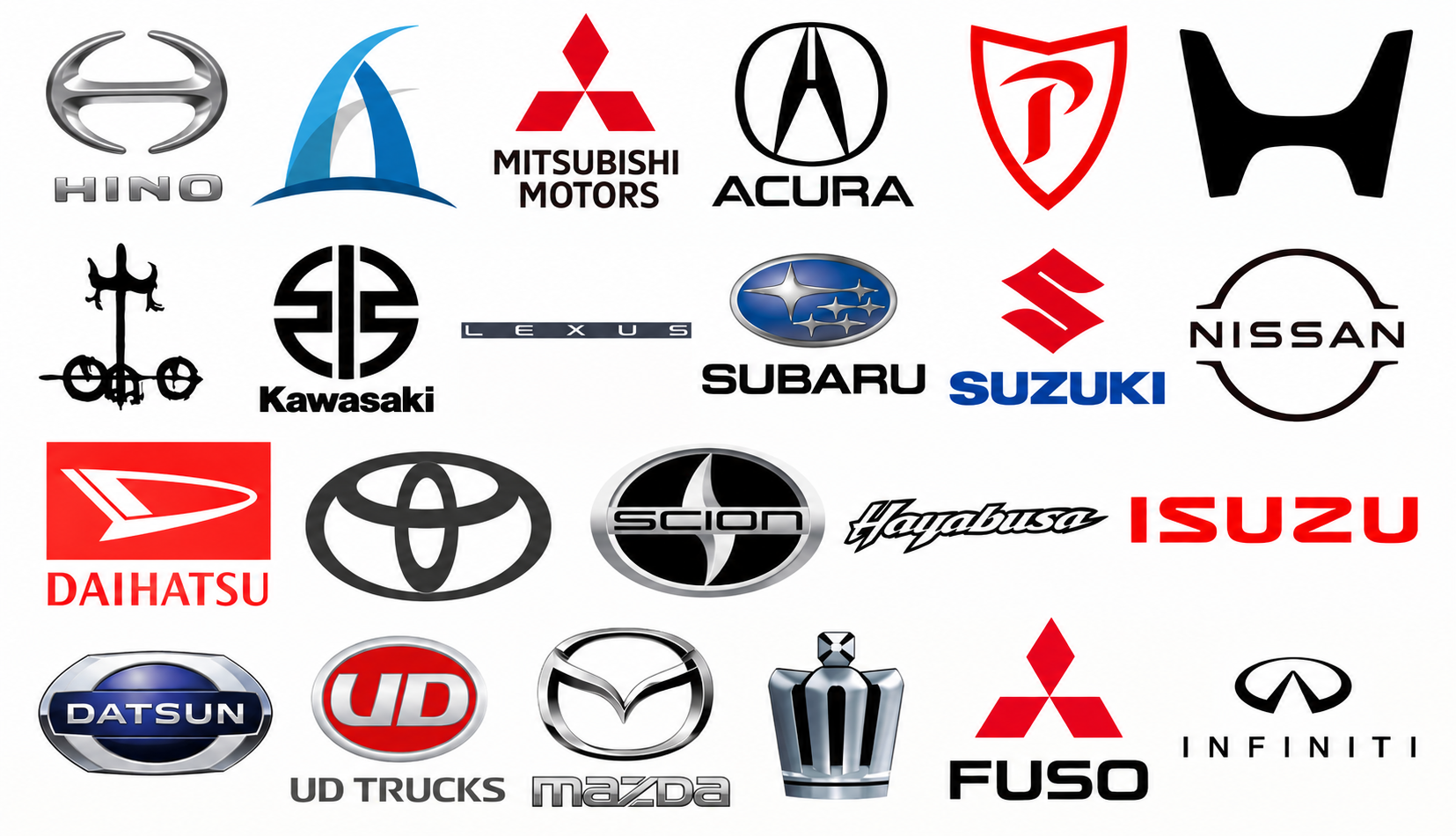 Brands sourced by AL-WAHHAB: Hino, Mitsubishi Motors, Acura, Kawasaki, Lexus, Subaru, Suzuki, Nissan, Daihatsu, Toyota, Isuzu, Datsun, UD Trucks, Mazda, Fuso, Infiniti and more